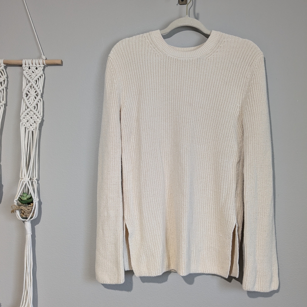 Everlane The Organic Cotton Slim Crew Sweater Cream Neutral M